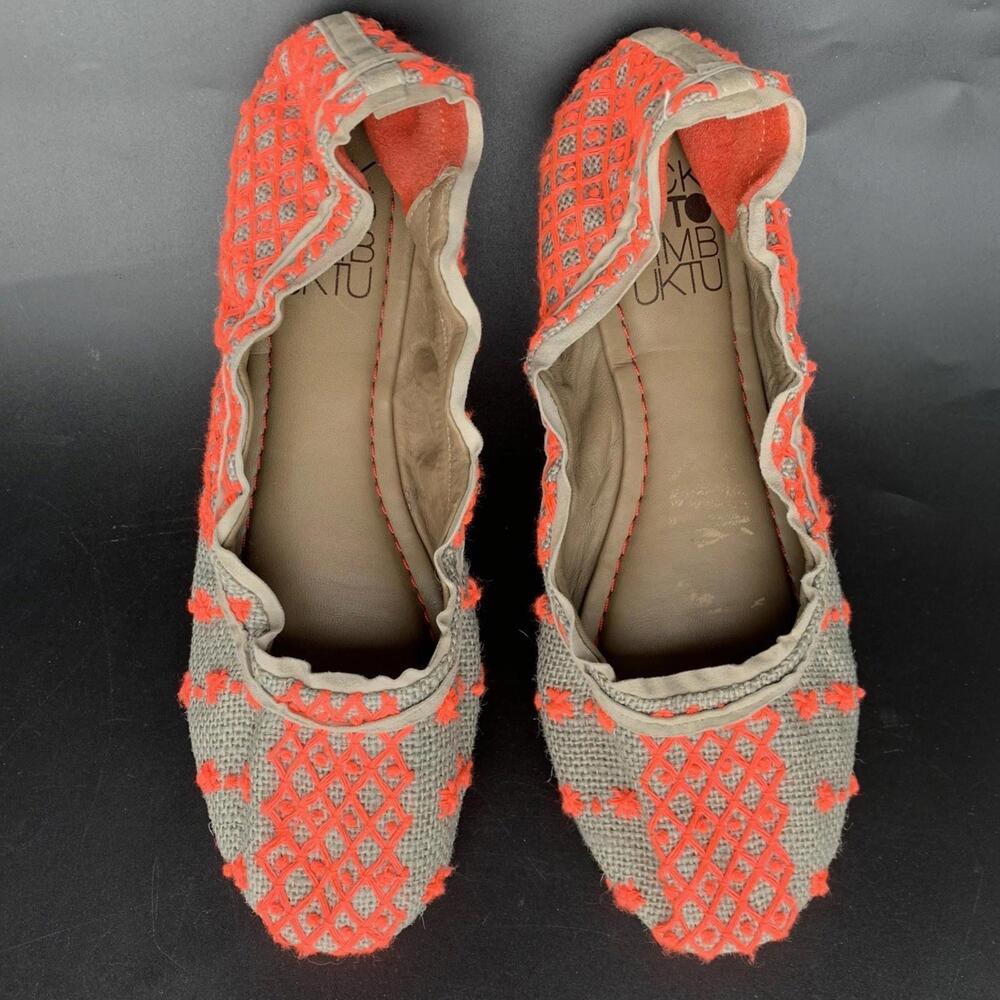 Timbuktu Ballet Flats Sandals Pink Embroidered Boho Sz 38 Fits 7.5